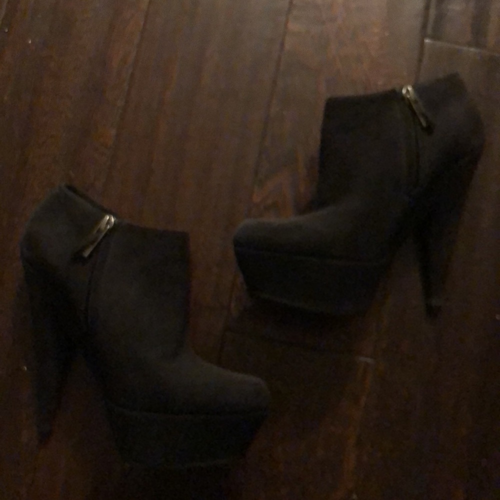 ❤️ Yves Saint Laurent Black Suede Platform Booties ❤️ F4 - Picture 11 of 15